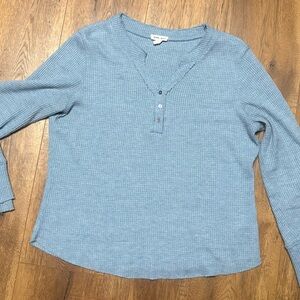 ✨ Soft Ice Blue Long Sleeve Henley ✨
